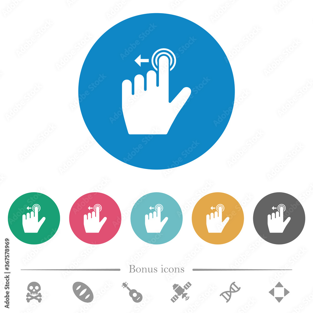 Left handed slide left gesture flat round icons Left handed slide left gesture flat round icons