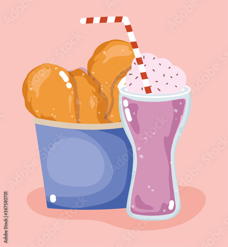 fast food tasty dinner menu restaurant chicken in and milkshake