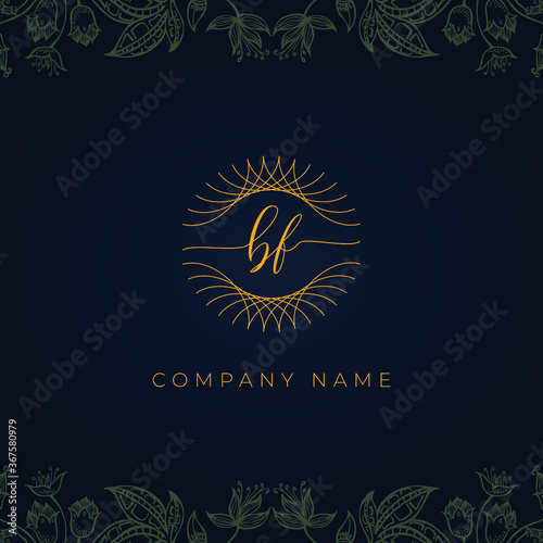 Elegant luxury letter BB logo. This icon incorporate with abstract rounded thin geometric shape in floral background.It will be suitable for which company or brand name start those initial.