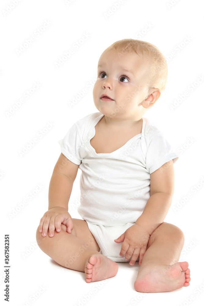 Beautiful little boy in clothing isolated on white background Beautiful little boy in clothing isolated on white background