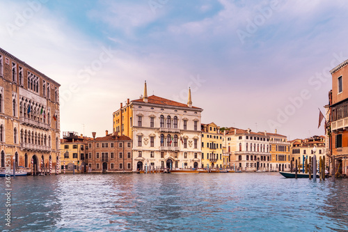 The beautiful city of Venice in Italy seen from the boat.