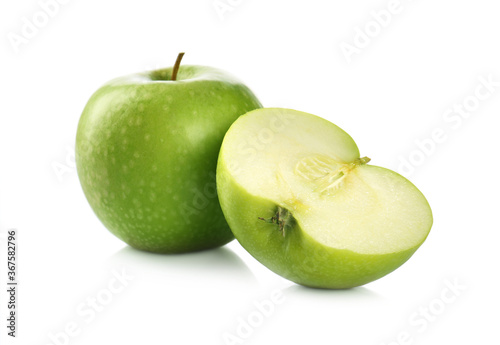 Fresh juicy green apples isolated on white
