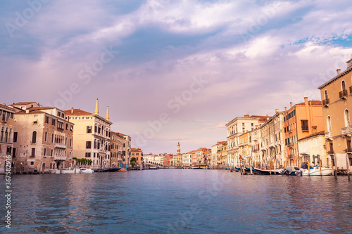 The beautiful city of Venice in Italy seen from the boat.