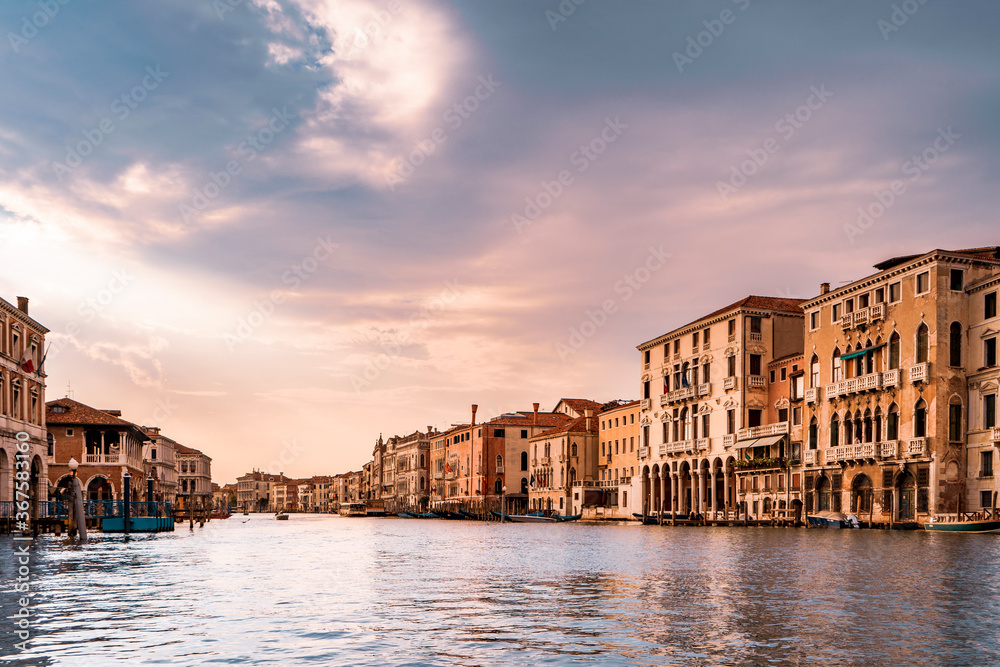 The beautiful city of Venice in Italy seen from the boat.