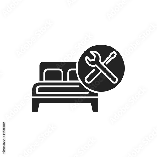 Furniture Assembly black glyph icon. Handyman services. Pictogram for web page, mobile app, promo. UI UX GUI design element