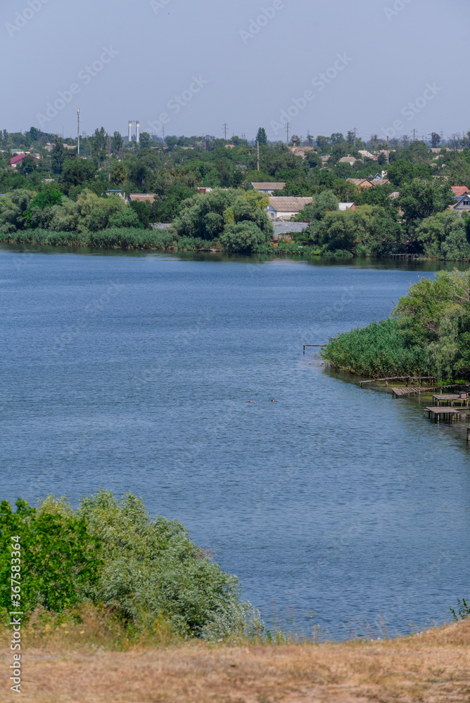 Fototapeta premium Dnieper river on a summer day, beautiful summer landscape, Ukraine.
