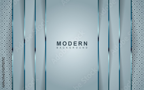 Modern abstract background with white realistic paper art shape and silver metallic decoration. Elegant vector design can use for banner promotion, greeting card, invitation, cover book, flyer, poster