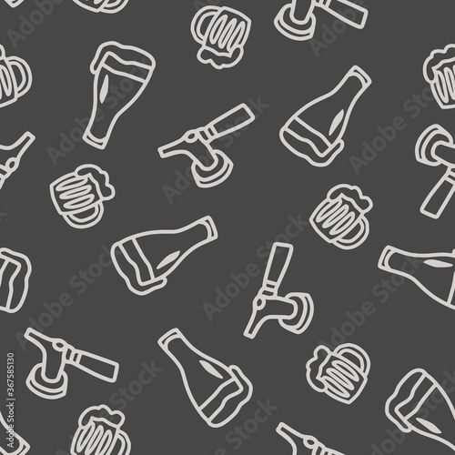 Pattern of beer tap and mug with foam for design
