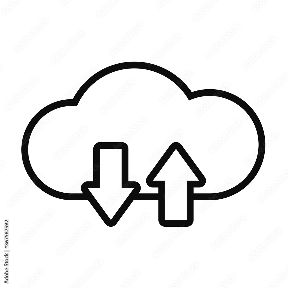 cloud storage with upload and dowload arrows icon, line style cloud storage with upload and dowload arrows icon, line style