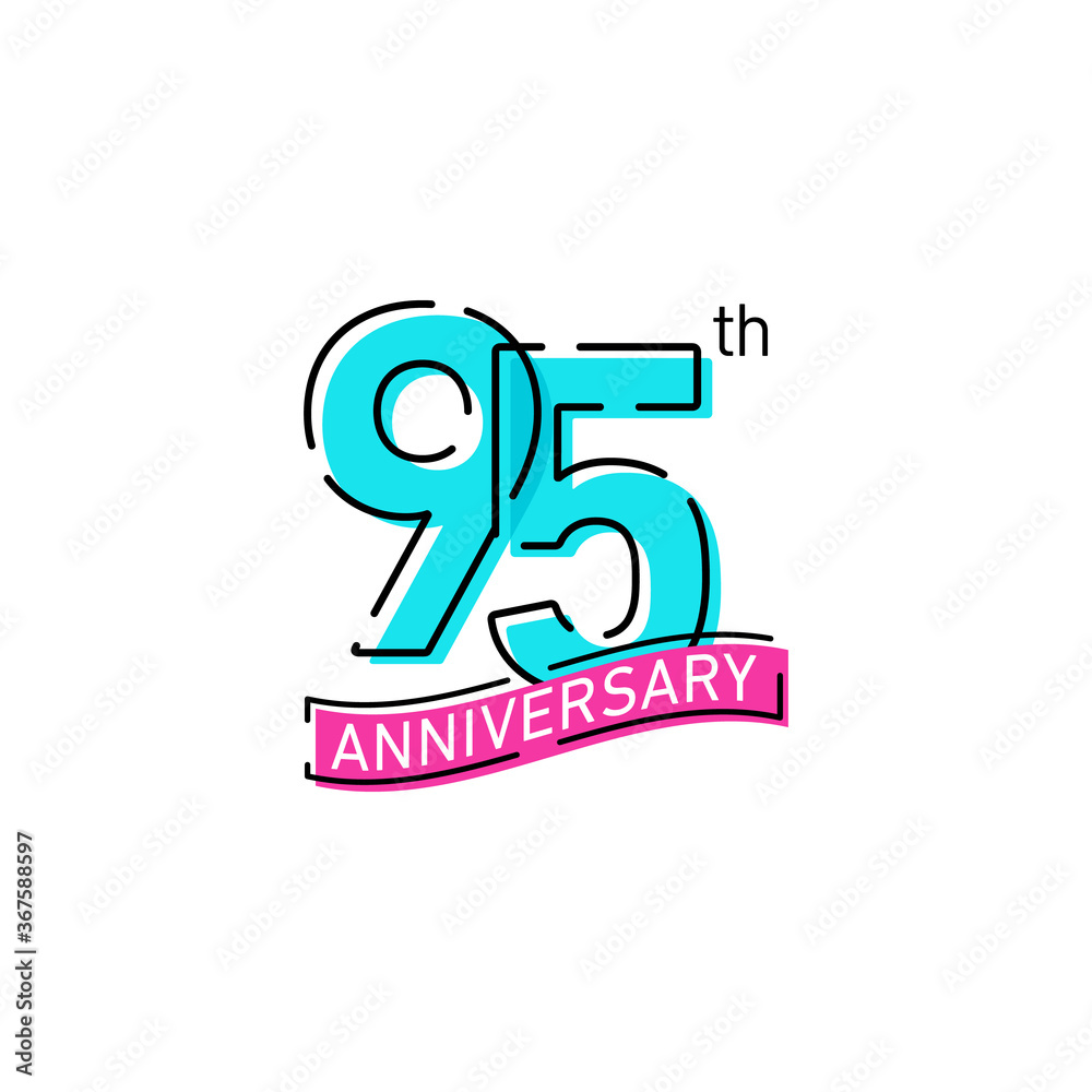95 Years Anniversary Celebration Icon Vector Logo Design Template