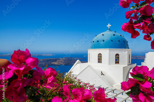 Church of the island of Santorini on the beach