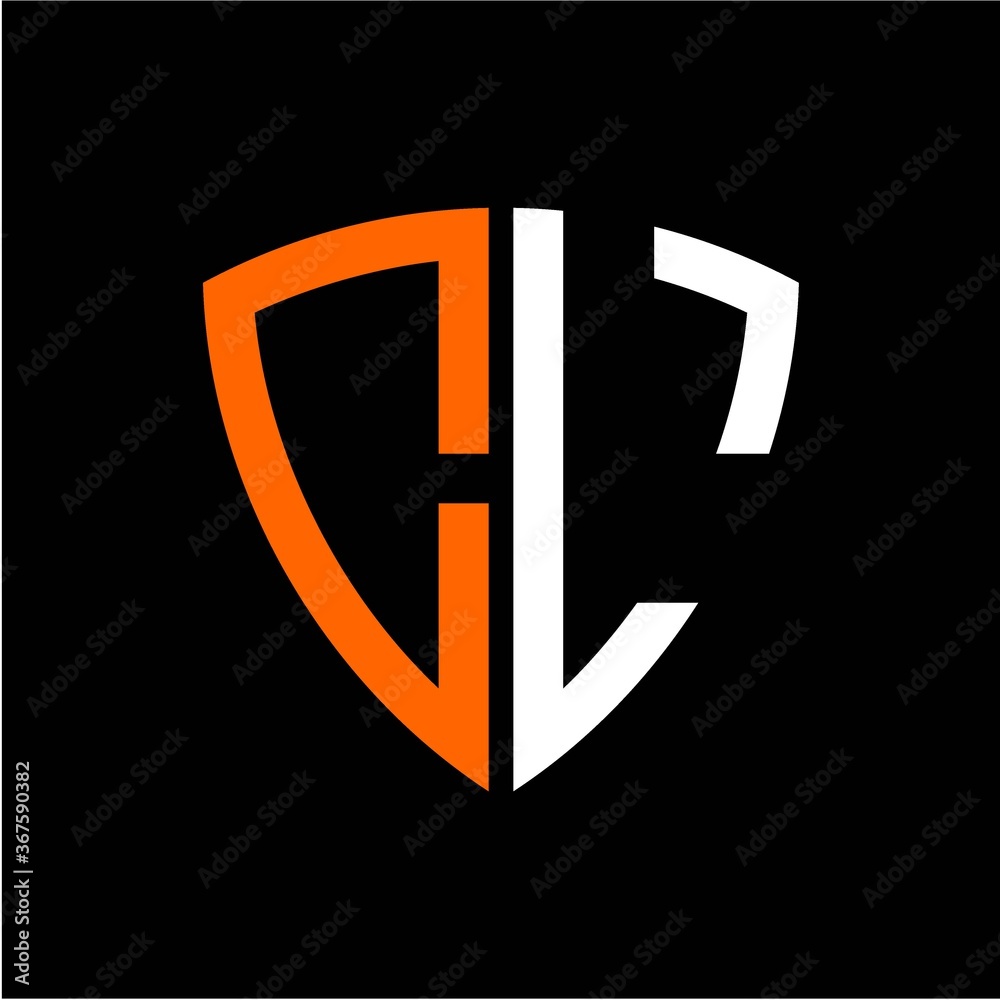 C L initials white orange shield with black background