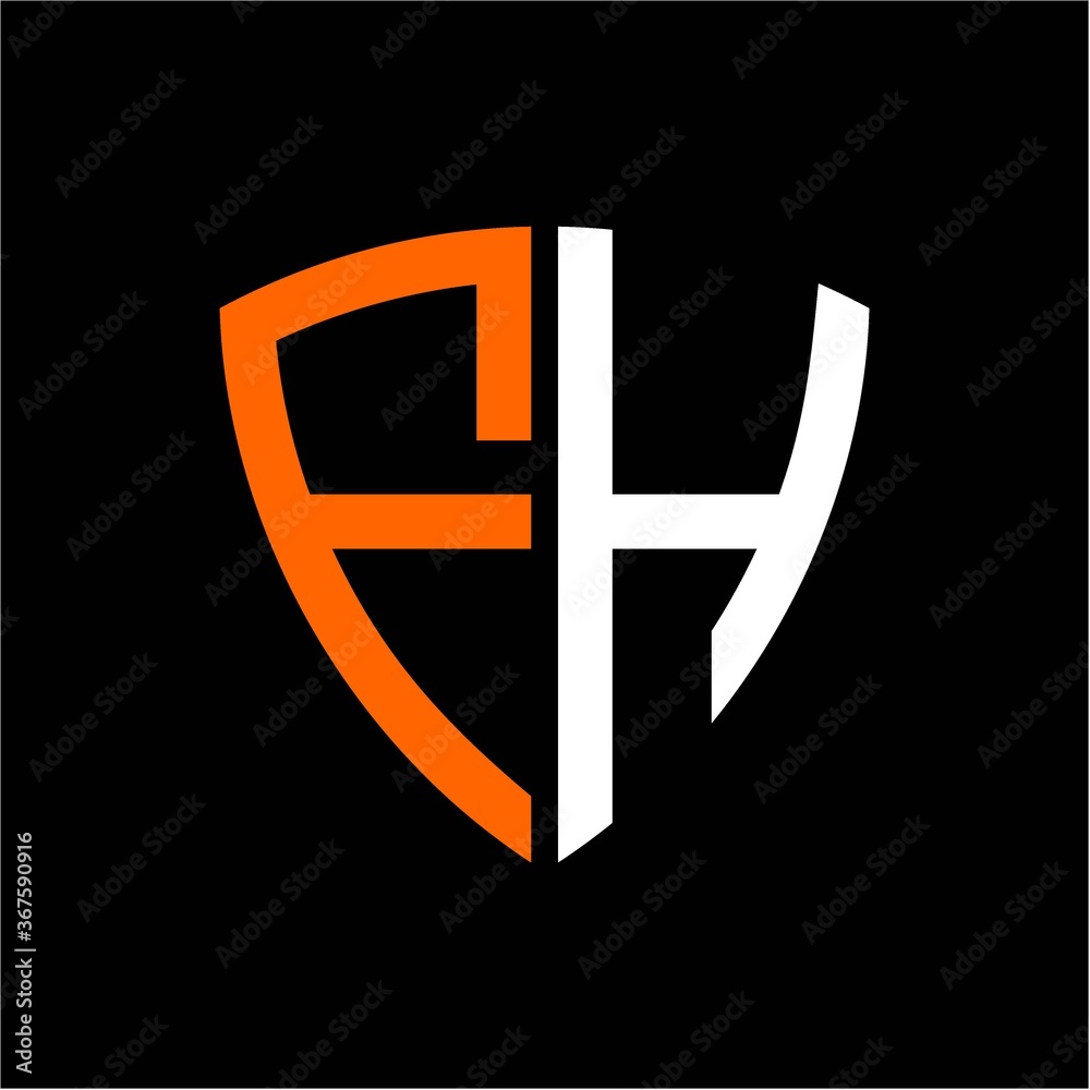 F H initials white orange shield with black background