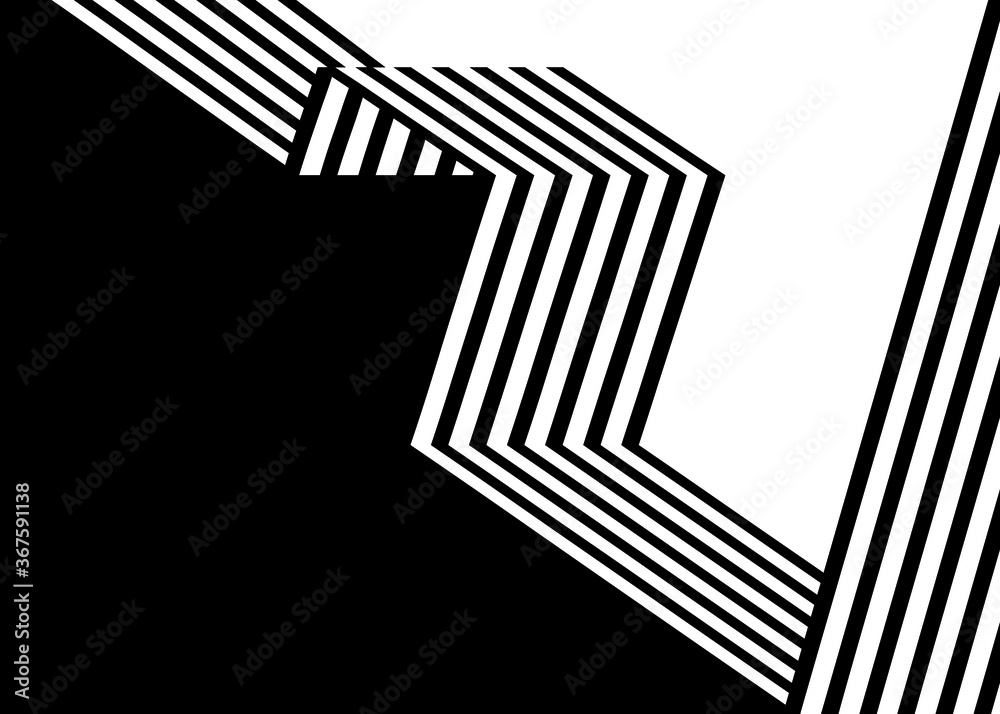 Geometric black and white vector pattern with a transition from black to white with broken parallel lines. Modern striped vector background Geometric black and white vector pattern with a transition from black to white with broken parallel lines. Modern striped vector background