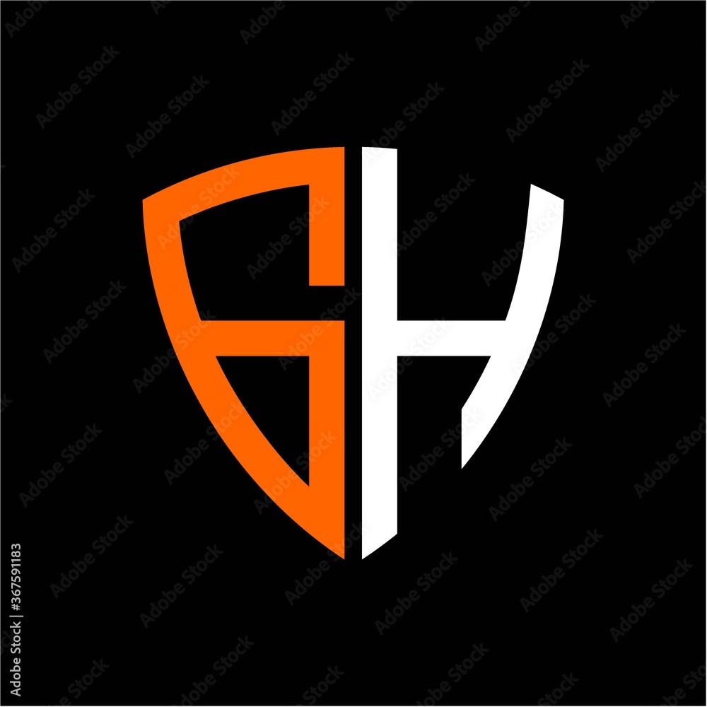 G H initials white orange shield with black background