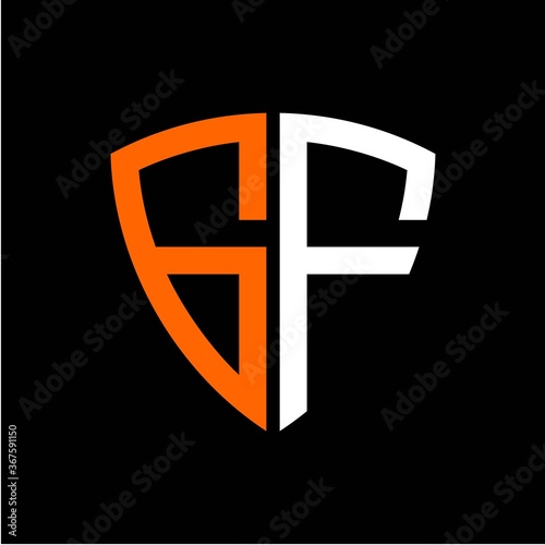 G F initials white orange shield with black background Free Download G F initials white orange shield with black background - GFXLoad