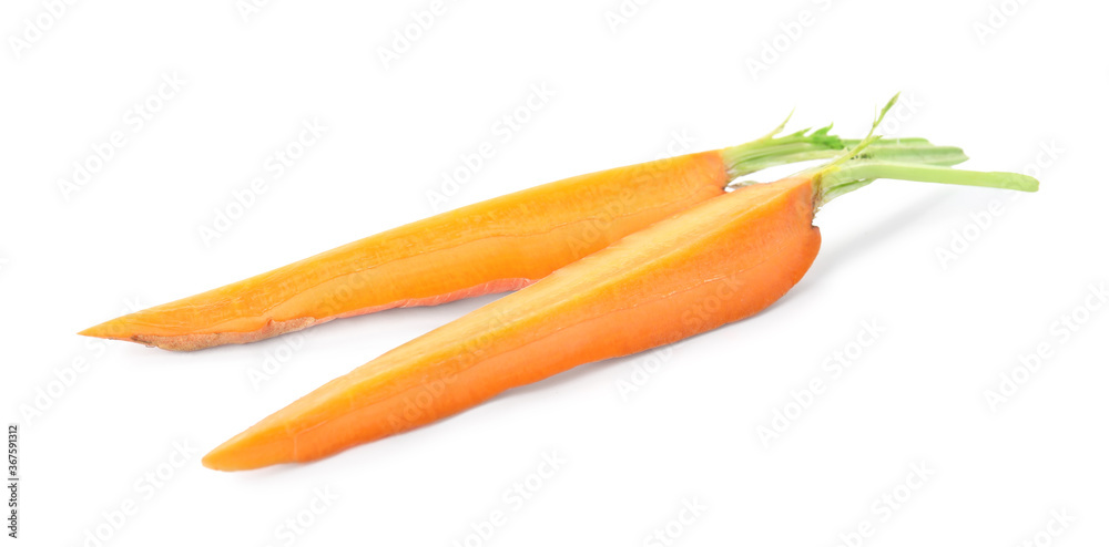 Cut fresh ripe carrot isolated on white Cut fresh ripe carrot isolated on white