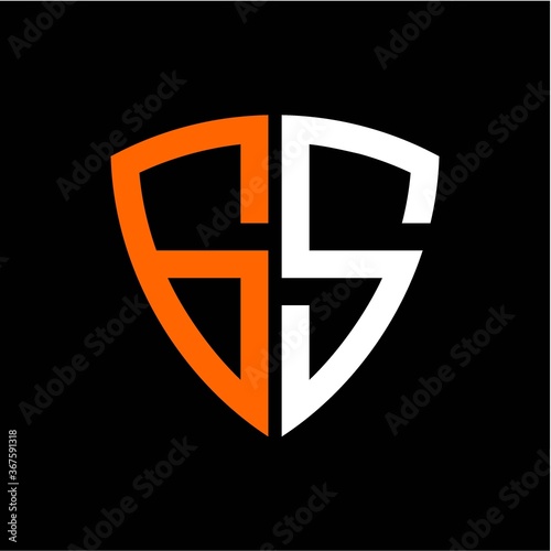G S initials white orange shield with black background Free Download G S initials white orange shield with black background - GFXLoad