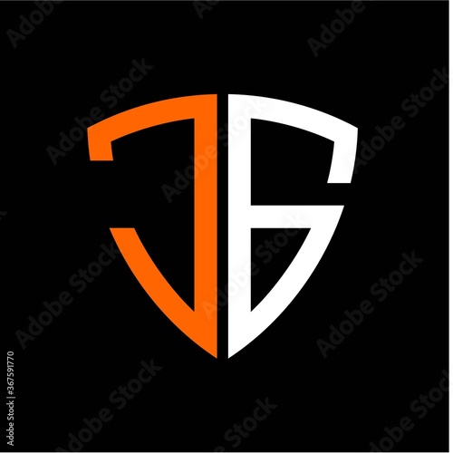 Free Download J G initials white orange shield with black background - GFXLoad