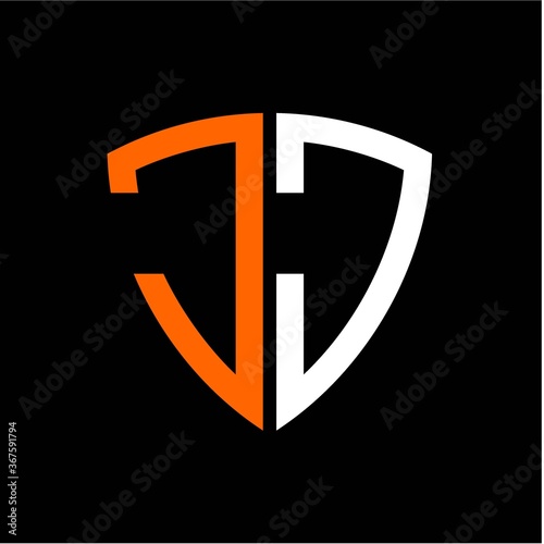 Free Download J J initials white orange shield with black background - GFXLoad
