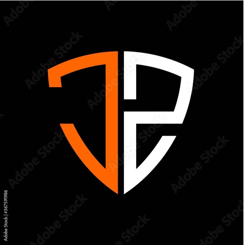 Free Download J Z initials white orange shield with black background - GFXLoad