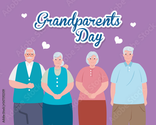 happy grand parents day with cute old people vector illustration design