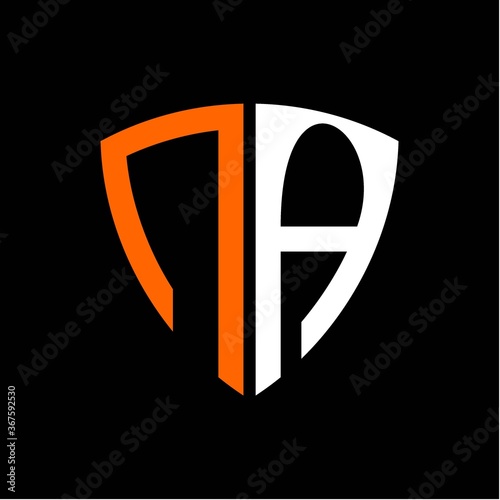 Free Download N A initials white orange shield with black background - GFXLoad