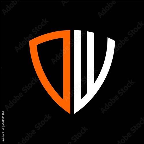 Free Download O W initials white orange shield with black background - GFXLoad