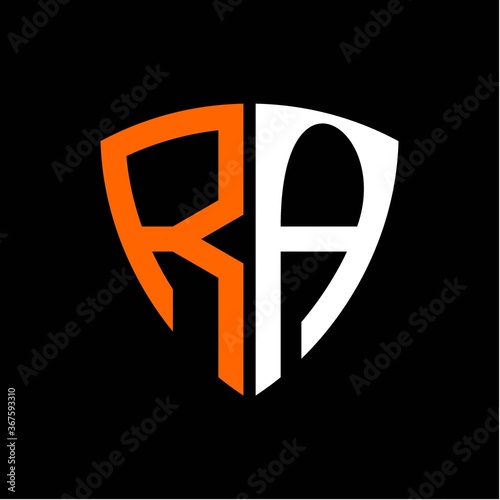 Free Download  initials white orange shield with black background A B C D E F G H I J K L M N O P I R S T U V W X Y Z - GFXLoad