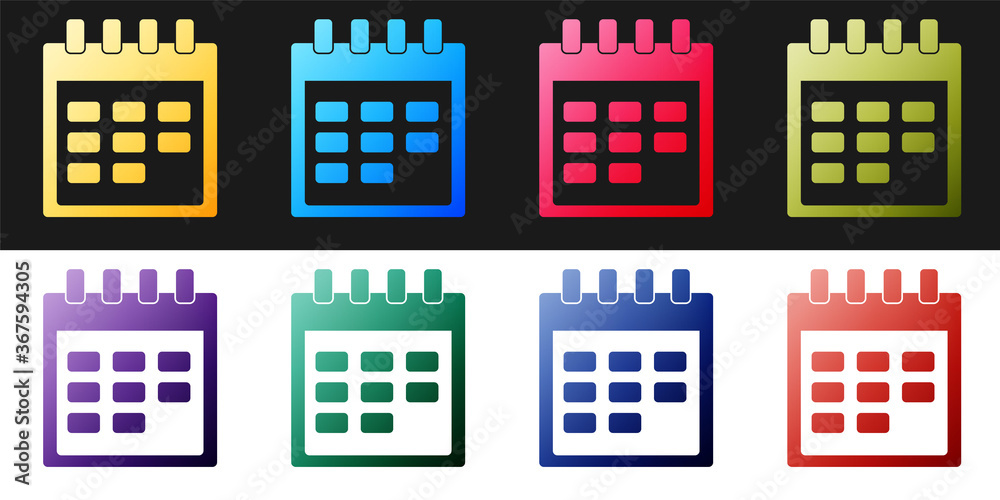 Set Calendar icon isolated on black and white background. Vector. Set Calendar icon isolated on black and white background. Vector.