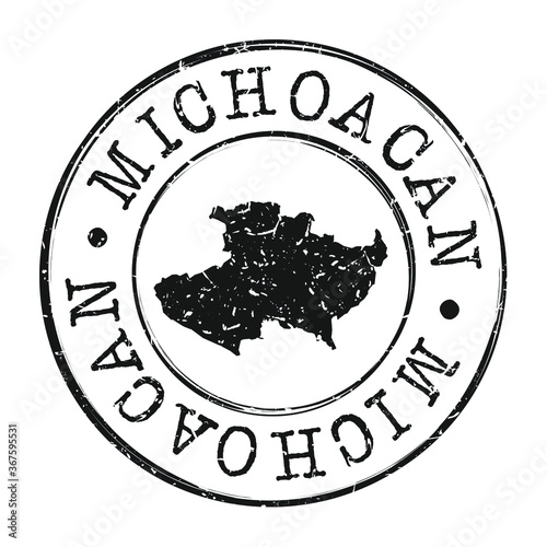 Michoacan Mexico Map Postmark. A Silhouette Postal Passport. Stamp Round Vector Icon. Vintage Postage Designs. photo