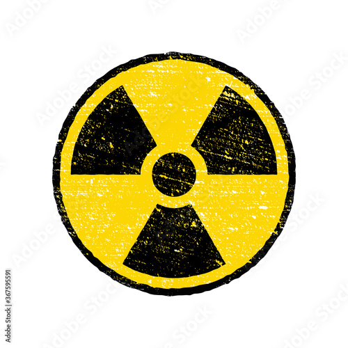 Radioactive warning yellow circle sign. Radioactivity warning vector symbol