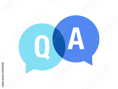 Q and A icon. Blue and green q & a logo.  Question and answers icon. 