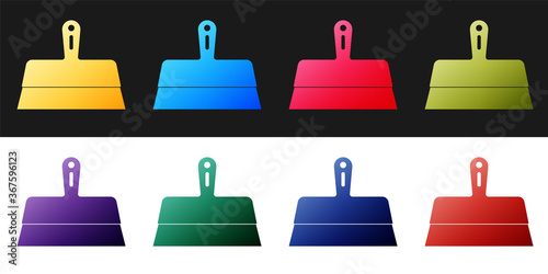 Set Putty knife icon isolated on black and white background. Spatula repair tool. Spackling or paint instruments. Vector.