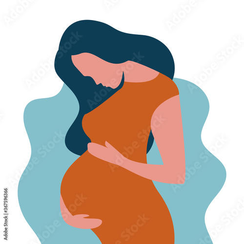 Pregnant woman concept in cute cartoon style