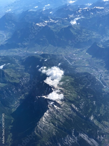 Alpine Mountains from airplane