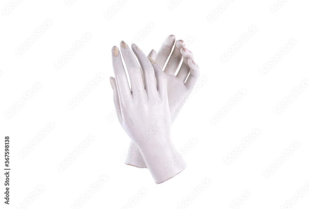 Obraz premium white mannequin hands isolated on white background