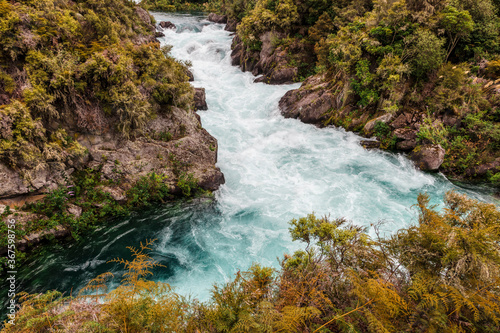 Waikato River rapids winding through rocks