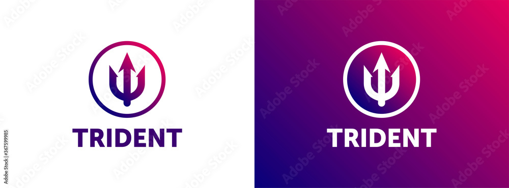 Trident strength circle brand icon vector template logo Trident strength circle brand icon vector template logo