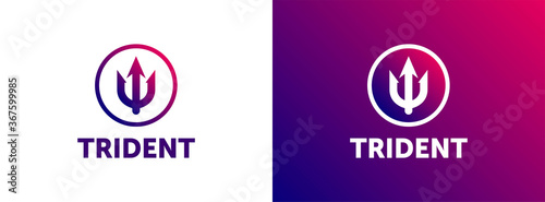 Trident strength circle brand icon vector template logo