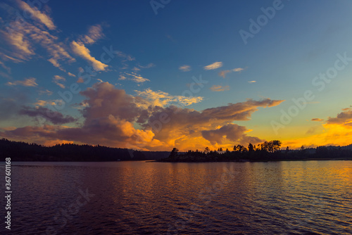 sunset over the lake