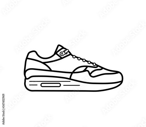 Modern air chamber style sneaker/trainer. Vector illustration. Black and white