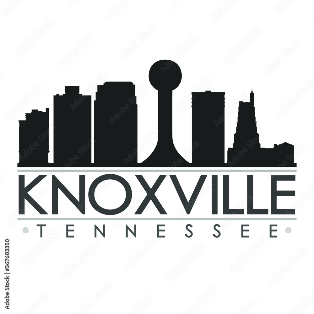 Knoxville Tennessee Skyline Silhouette City Design Vector Famous Monuments.