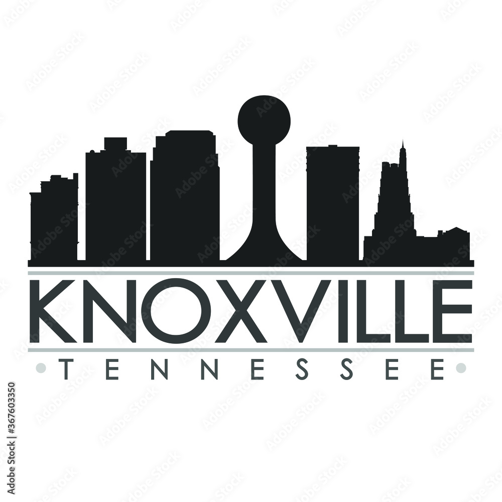 Fototapeta premium Knoxville Tennessee Skyline Silhouette City Design Vector Famous Monuments.