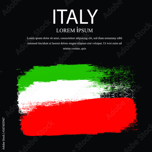 Italy flag vector illustration. Black background