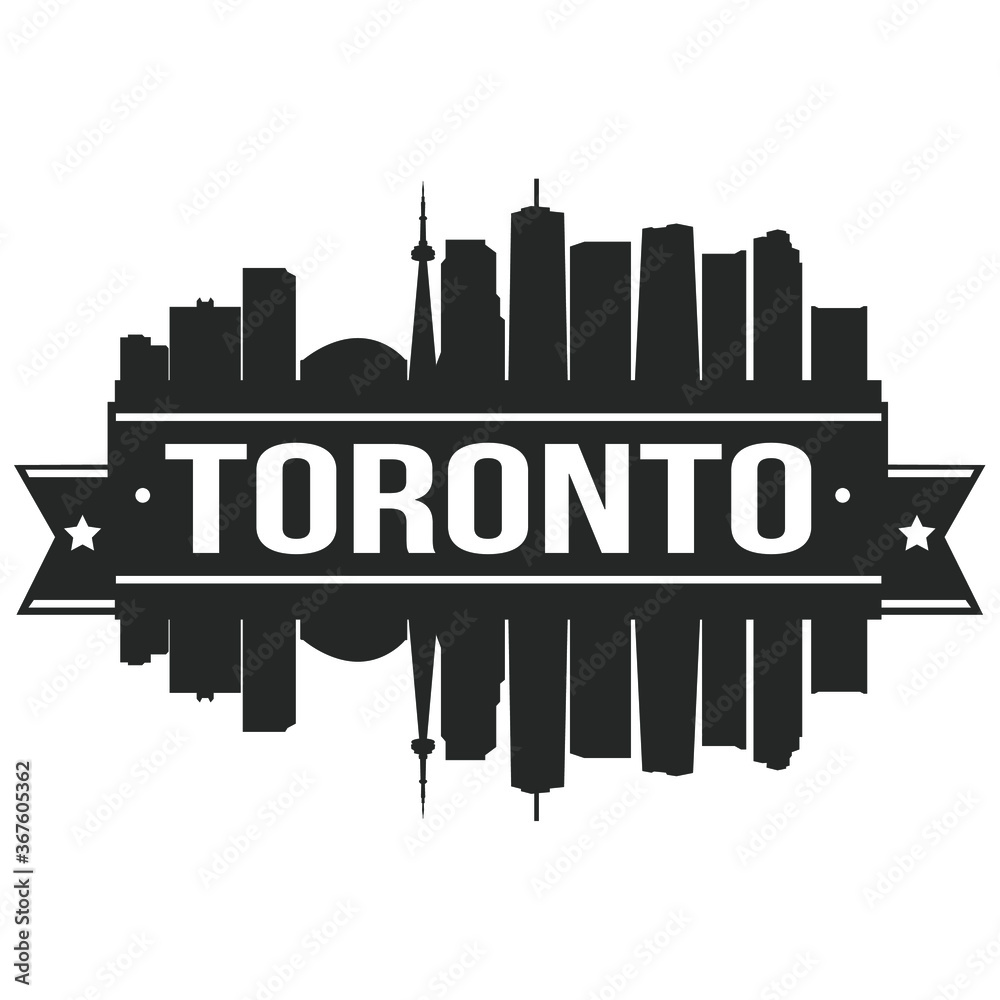 Toronto Skyline Stamp Silhouette. Reflection Landscape City Design. Vector Cityscape Icon.  