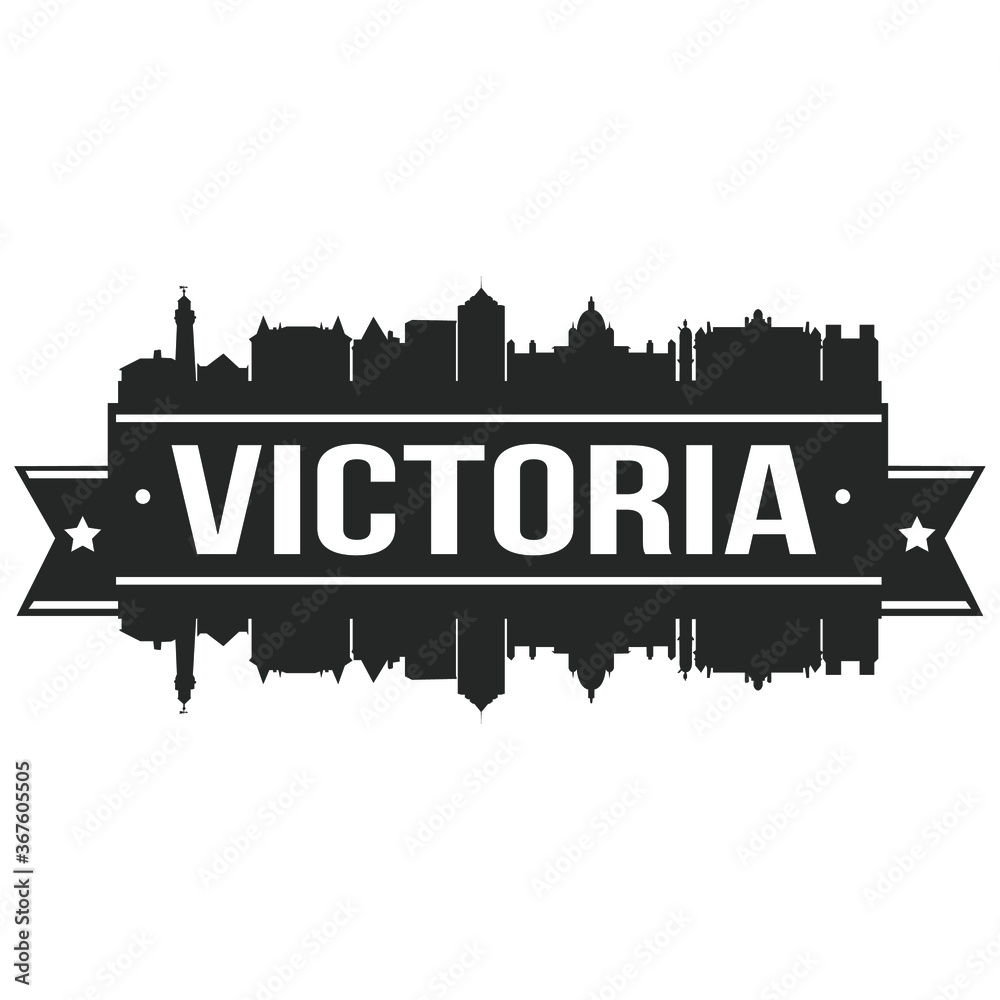 Victoria Canada Skyline Stamp Silhouette City Vector Design.