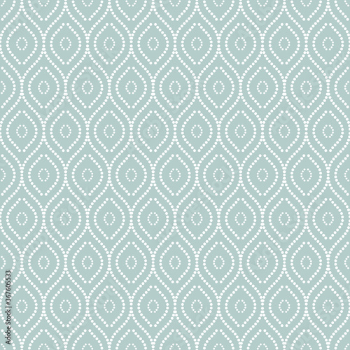 Seamless ornament. Modern background. Geometric modern pattern with white wavy dotted eements