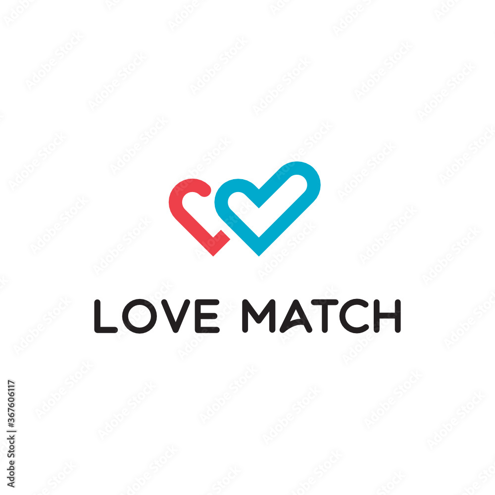 Love Heart Match Check Find Right Relationship Dating App Vector Abstract Illustration Logo Icon Design Template Element