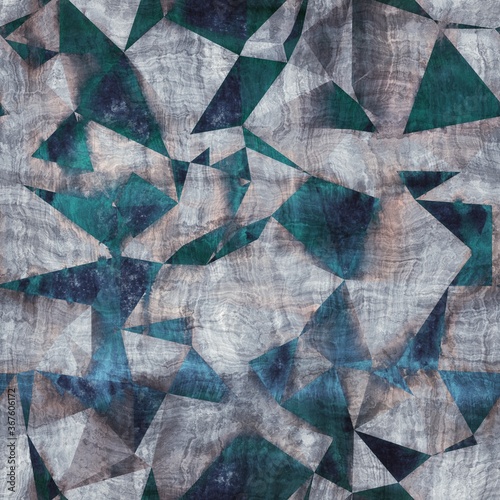 Seamless blue texture grungy repeat pattern swatch. Highly textured and incredibly intricate turquoise, indigo, and cream mixed media design. Bleeding ink pigment. Realistic wrinkled fabric grain tile